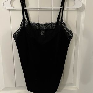 black velvet and lace tank top